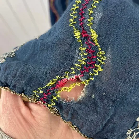 Unbranded Women Scarf Head Neck One Size Embroidered Blue Festival Boho Hippie - Picture 5 of 6